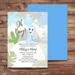 おお！招待状ブルーバルーンベビー恐竜 招待状