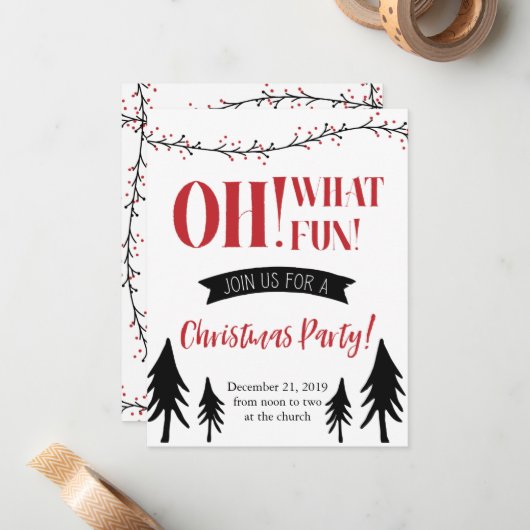 おお！楽しいクリスマスパーティーの招待状！ ノートカード (正面/裏面インサイチュ)