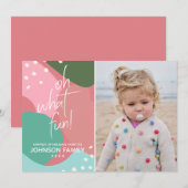 おお！楽しい カラフル モダン アブストラクト クリスマス カード (正面/裏面)