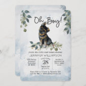 おお！犬の赤ちゃんシャワードイツの羊飼い 招待状 (正面/裏面)