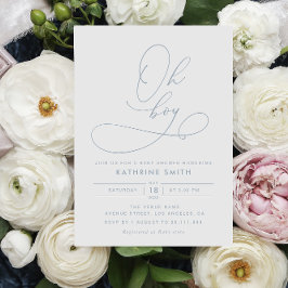 おお、男の子 ダスティーブルー 現代のベビーシャワー招待状 招待状