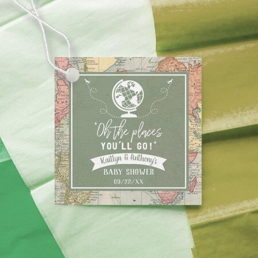 「おお、行く場所よ!」 旅行マップ赤ちゃんシャワー フェイバータグ