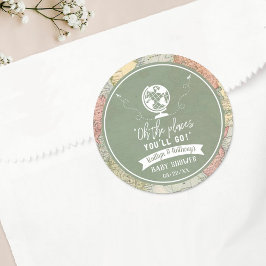 「おお、行く場所よ！」 旅行マップ赤ちゃんシャワー ラウンドシール