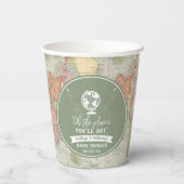 「おお、行く場所よ！」 旅行マップ赤ちゃんシャワー 紙コップ (裏面)