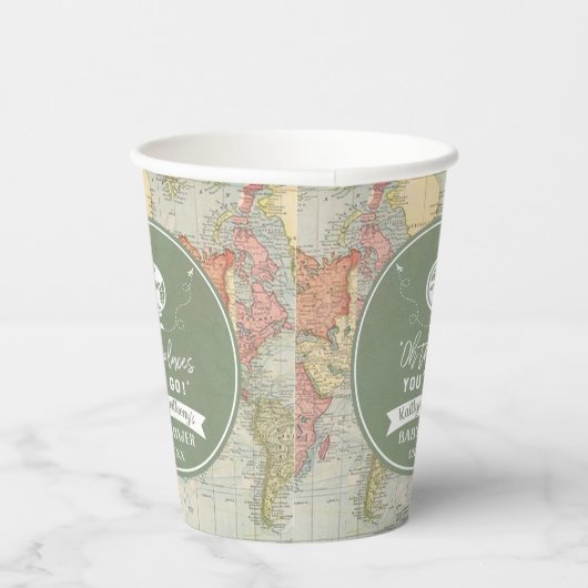 「おお、行く場所よ！」 旅行マップ赤ちゃんシャワー 紙コップ (右)