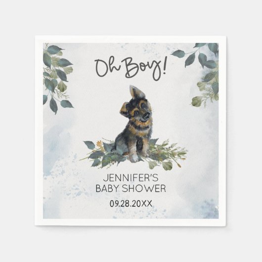 おお！赤ちゃんシャワーかわいい子犬 スタンダードカクテルナプキン (正面)