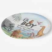 おお!野生のサファリ動物の赤ちゃんシャワー ペーパープレート (アングル)