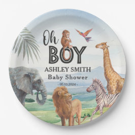 おお！野生のサファリ動物の赤ちゃんシャワー ペーパープレート