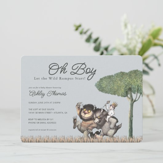 おお！野生のルンプスを始める |赤ちゃんシャワー 招待状 (スタンド正面)
