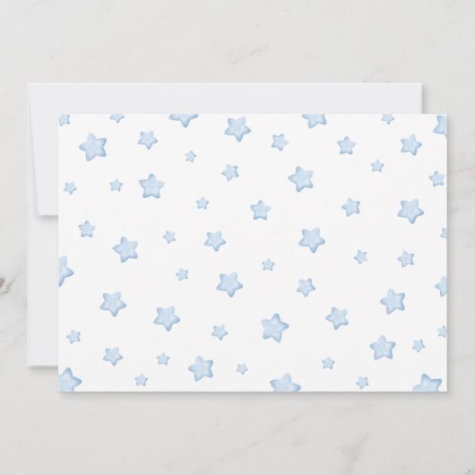 おお |青モダン象の男の子の赤ちゃんシャワー 招待状 (裏面)