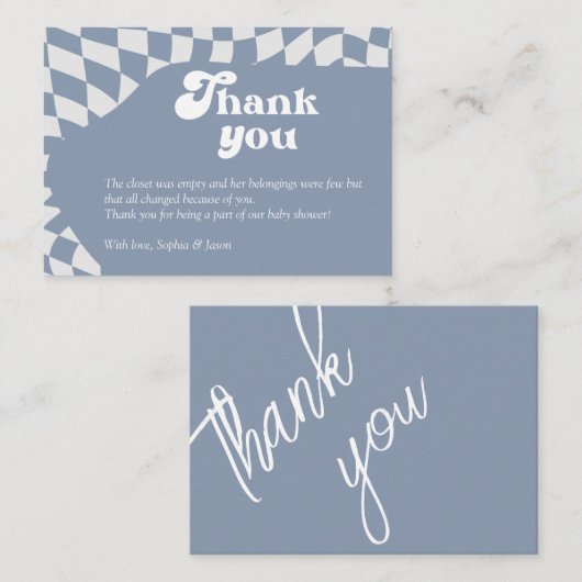 おお！青市松模様に |ギンガム |ありがとうございます エンクロージャーカード (正面/裏面)