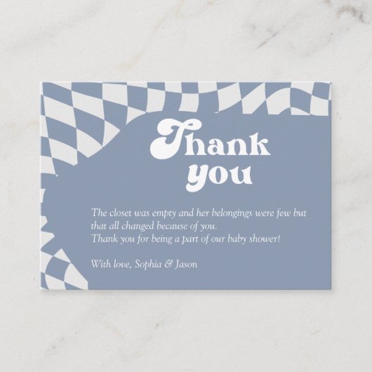 おお！青市松模様に |ギンガム |ありがとうございます エンクロージャーカード (正面)