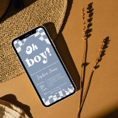 おお!青市松模様に |ギンガム |赤ちゃんシャワー 招待状