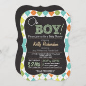 おお！黒板ルックベビーシャワー招待状 招待状 (正面/裏面)