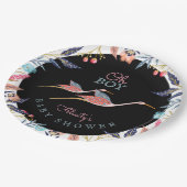 おお | ChicフローラBotanical Storkベビーシャワー ペーパープレート (アングル)