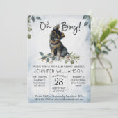 おお！GSD子犬のモダン水の色ベビーシャワー 招待状 (スタンド正面)