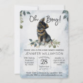 おお!GSD子犬のモダン水の色ベビーシャワー 招待状 (正面)