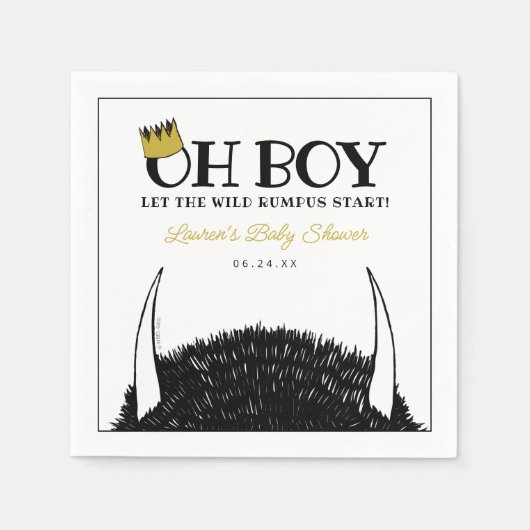 おお | Let the Wild Rumpus Start Baby Shower スタンダードカクテルナプキン (正面)