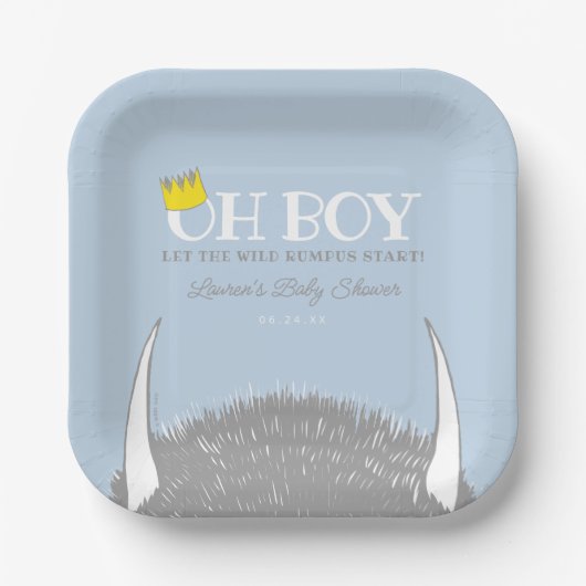 おお | Let the Wild Rumpus Start Baby Shower ペーパープレート (正面)