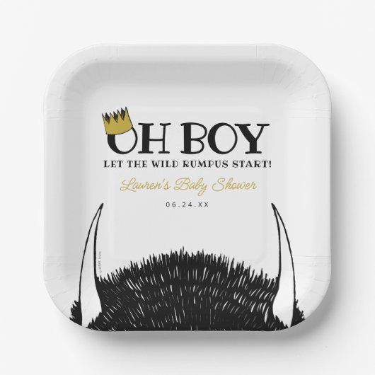 おお | Let the Wild Rumpus Start Baby Shower ペーパープレート (正面)
