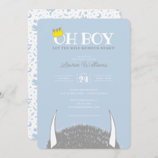 おお | Let the Wild Rumpus Start Baby Shower 招待状 (正面/裏面)