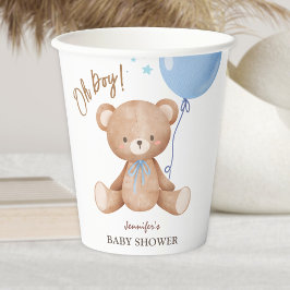 おお | Teddy Bear Blue Balloonベビーシャワー 紙コップ