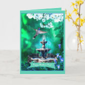 おかあさんのデイカード聖なる庭にハチドリ カード (黄色い花)