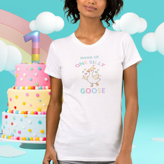 おかあさん+1歳バースデー おかしなガチョウ 女性用 Tシャツ