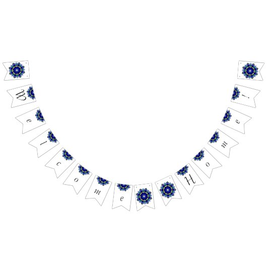 おかえりなさい!ダークブルーのマンダラ バンティングフラッグ (全)