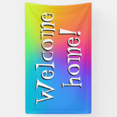 おかえりなさい!明るい虹のグラデーションバナー 横断幕 (縦)