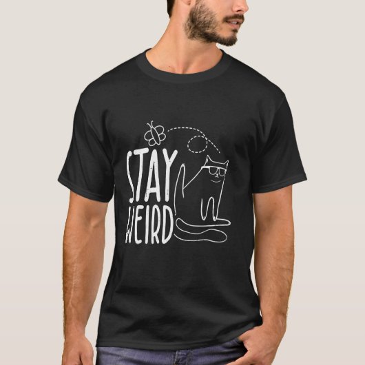 おかしいのが好き 面白い猫 Tシャツ (正面)