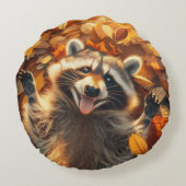 おかしいアライグマの秋 ラウンドクッション (裏面)