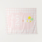 おかしいガチョウのギンガム1歳の誕生日 タペストリー (正面(横))