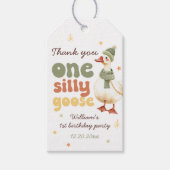 おかしいガチョウのクリスマスグリーン1歳の誕生日 ギフトタグ (正面)