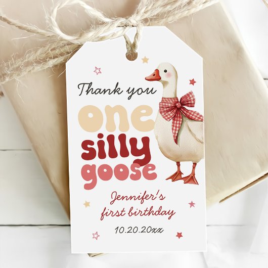 おかしいガチョウのクリスマスボウ 1歳の誕生日 ギフトタグ