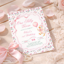 おかしいガチョウのピンクのリボンの女の子の1歳の誕生日
