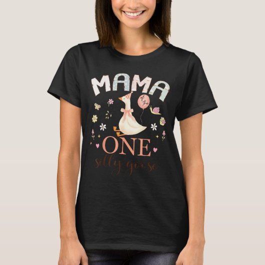 おかしいガチョウのママ 1歳の誕生日女の子 Tシャツ (正面)