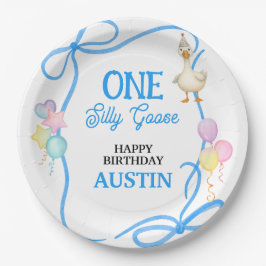 おかしいガチョウの男の子の1歳の誕生日 ペーパープレート