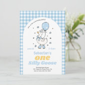 おかしいガチョウの男の子 1歳の誕生日 招待状 (スタンド正面)