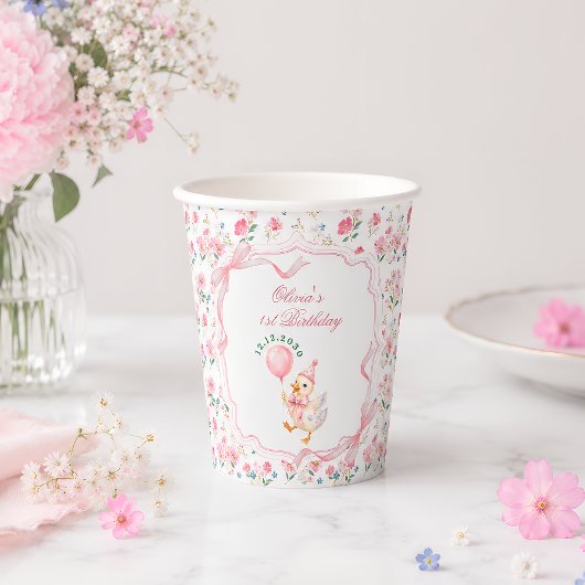 おかしいガチョウの花の1歳の誕生日 紙コップ