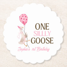 おかしいガチョウの誕生日、女の子1歳の誕生日ピンク