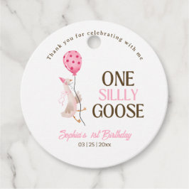 おかしいガチョウの誕生日、女子1歳の誕生日 ピンク フェイバータグ