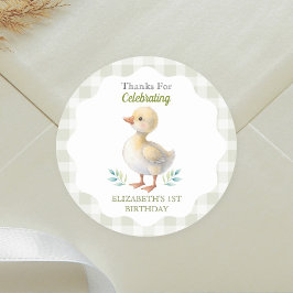 おかしいガチョウ一羽 グリーンギンガム 赤ちゃんの1歳の誕生日 ラウンドシール