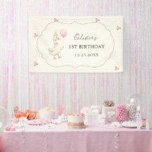 おかしいガチョウ 緑のリボンの女の子 1歳の誕生日