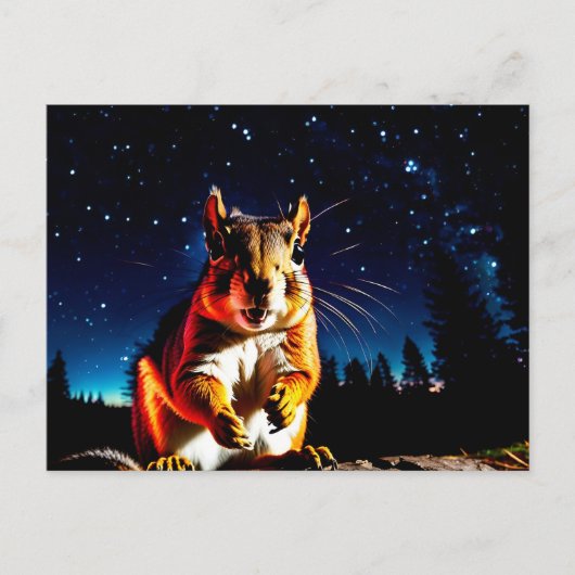 おかしいキャンプの森の鼠の動物クローズアップ夜 ポストカード (正面)