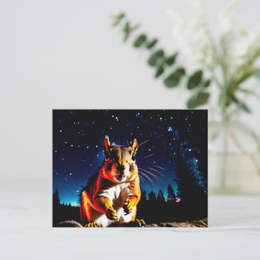 おかしいキャンプの森の鼠の動物クローズアップ夜 ポストカード (スタンド正面)