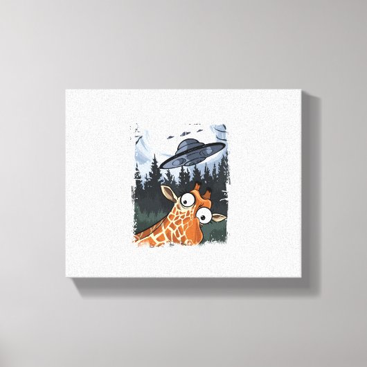 おかしいキリンUFO動物園動物変わったミーム グラフィック _ キャンバスプリント (正面)