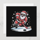 おかしいクリスマスのサンタがアイスホッケーをプレーする クリスマス (正面/裏面)
