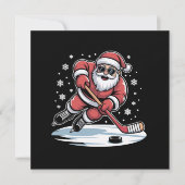 おかしいクリスマスのサンタがアイスホッケーをプレーする クリスマス (正面)