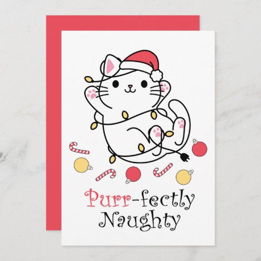 おかしいクリスマスサンタ猫パーフェクトにイタズラ シーズンカード (正面/裏面)
